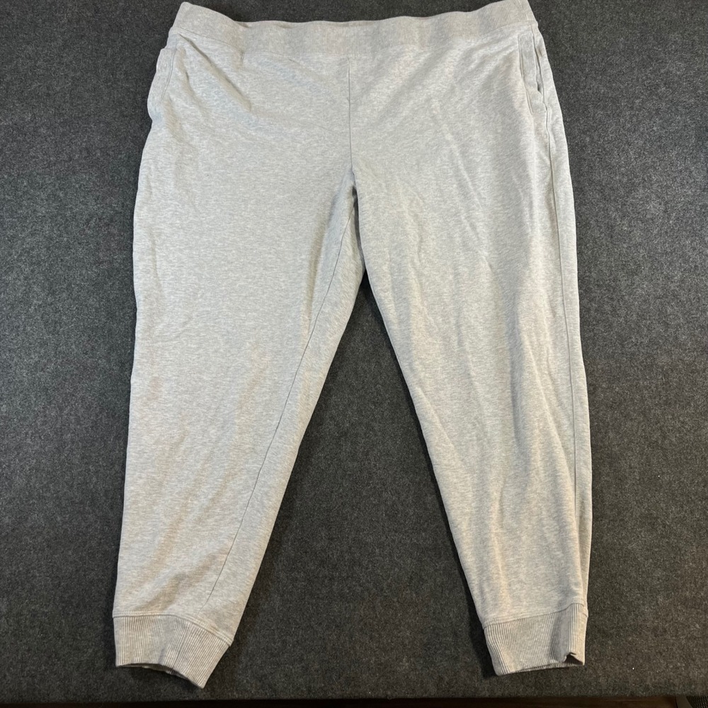 LL Bean Womens 3X Plus Gray French Terry Joggers Sweatpants 517207